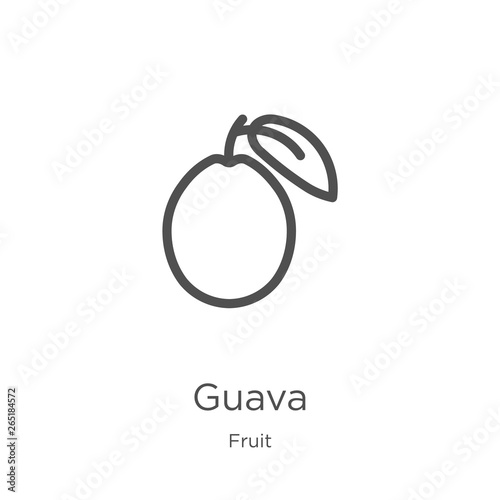 guava icon vector from fruit collection. Thin line guava outline icon vector illustration. Outline, thin line guava icon for website design and mobile, app development.