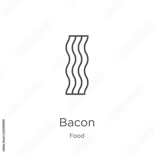 bacon icon vector from food collection. Thin line bacon outline icon vector illustration. Outline, thin line bacon icon for website design and mobile, app development.