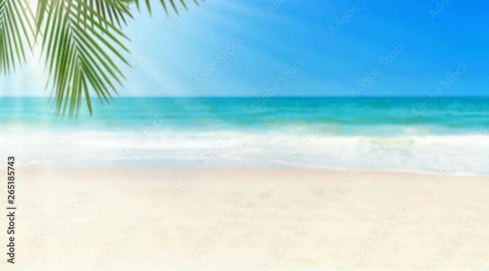 Tropical beach and sunshine. Travel summer holiday background