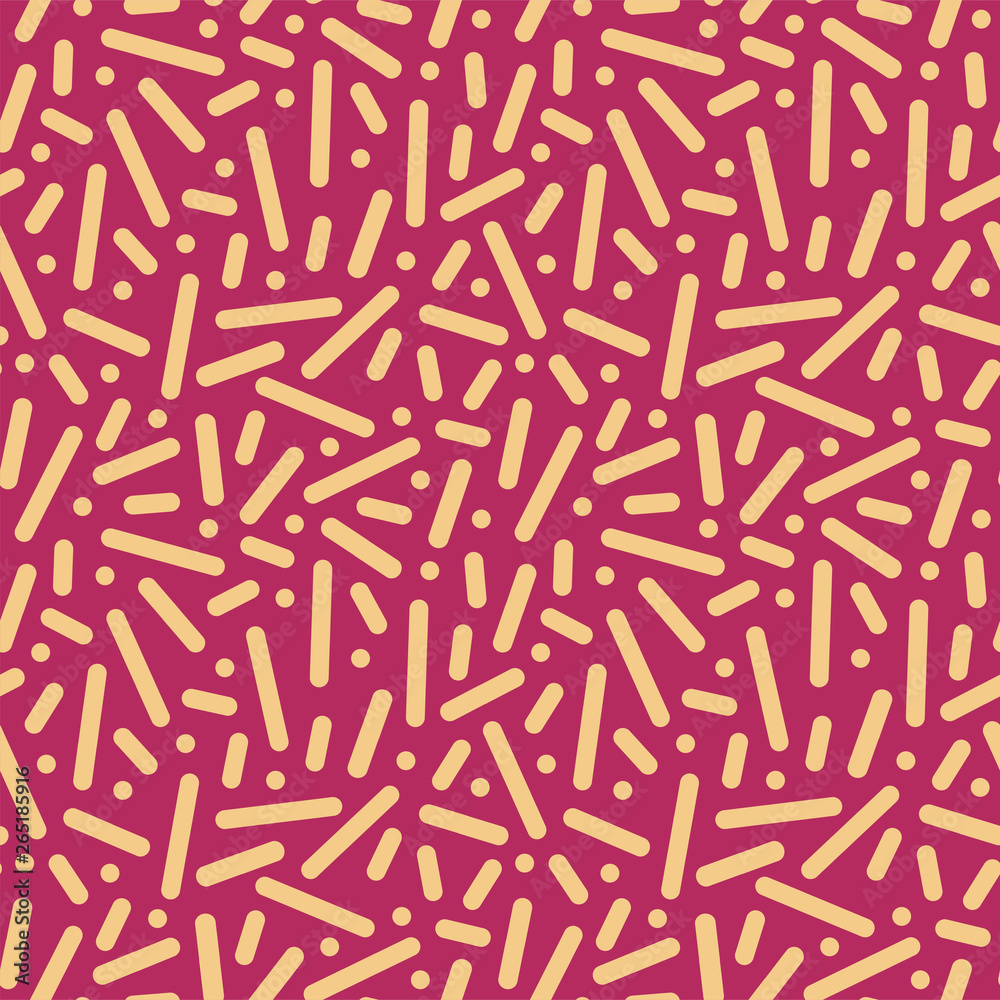 Vector trendy seamless striped pattern - memphis style, fashion 80 - 90s. Red vintage background 