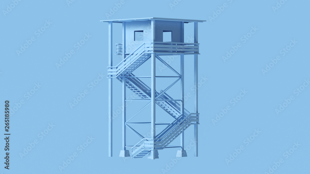Pale Blue Large Watch Tower with Stairs 3d illustration Pale Blue Large Watch Tower with Stairs 3d illustration