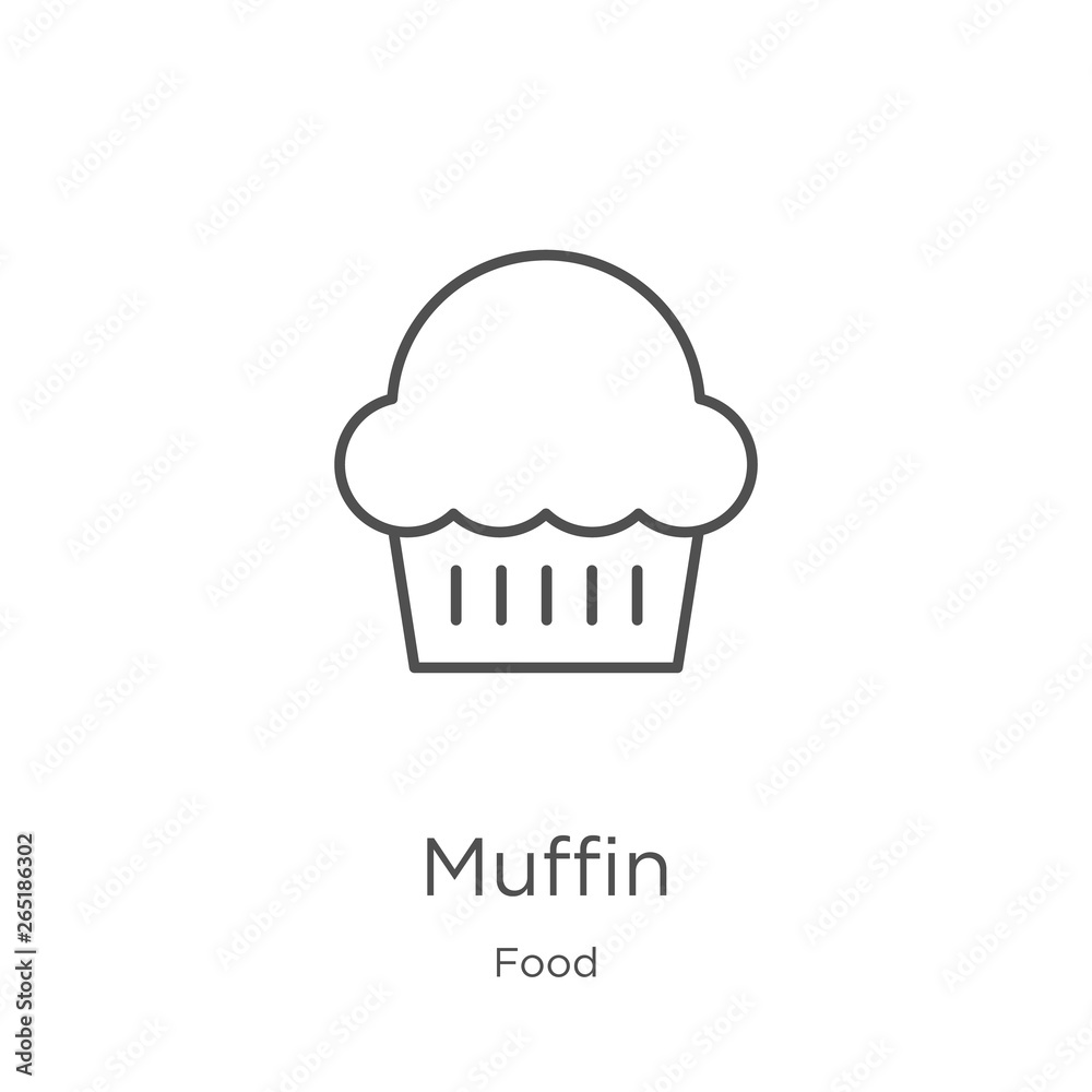 muffin icon vector from food collection. Thin line muffin outline icon