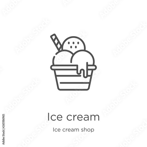ice cream icon vector from ice cream shop collection. Thin line ice cream outline icon vector illustration. Outline, thin line ice cream icon for website design and mobile, app development.