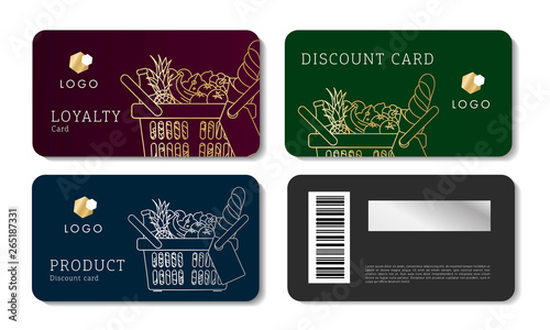 grocery store discount cards with linear basket of food