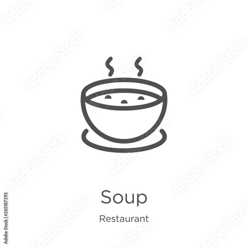 soup icon vector from restaurant collection. Thin line soup outline icon vector illustration. Outline, thin line soup icon for website design and mobile, app development.