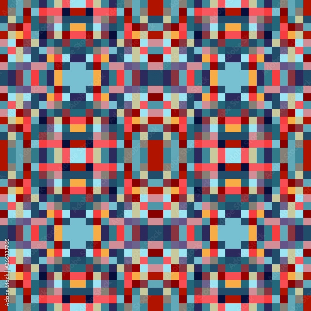 Fototapeta premium seamless repeatable pixel pattern background. abstract mosaic background with squares can be used for wallpaper, fabric, textile or clothing design.