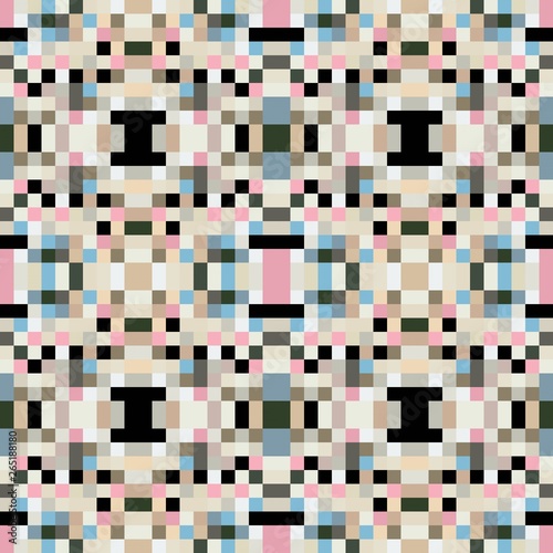 Fototapeta Naklejka Na Ścianę i Meble -  seamless pixel pattern mosaic. abstract background with squares can be used for wallpaper, fabric, textile or clothing design.