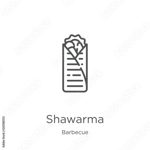 shawarma icon vector from barbecue collection. Thin line shawarma outline icon vector illustration. Outline, thin line shawarma icon for website design and mobile, app development.
