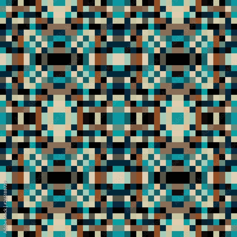 seamless pixel pattern mosaic. abstract background with squares can be used for wallpaper, fabric, textile or clothing design.