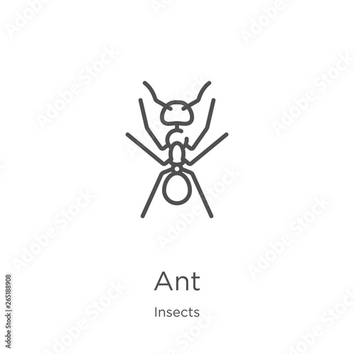 ant icon vector from insects collection. Thin line ant outline icon vector illustration. Outline, thin line ant icon for website design and mobile, app development.