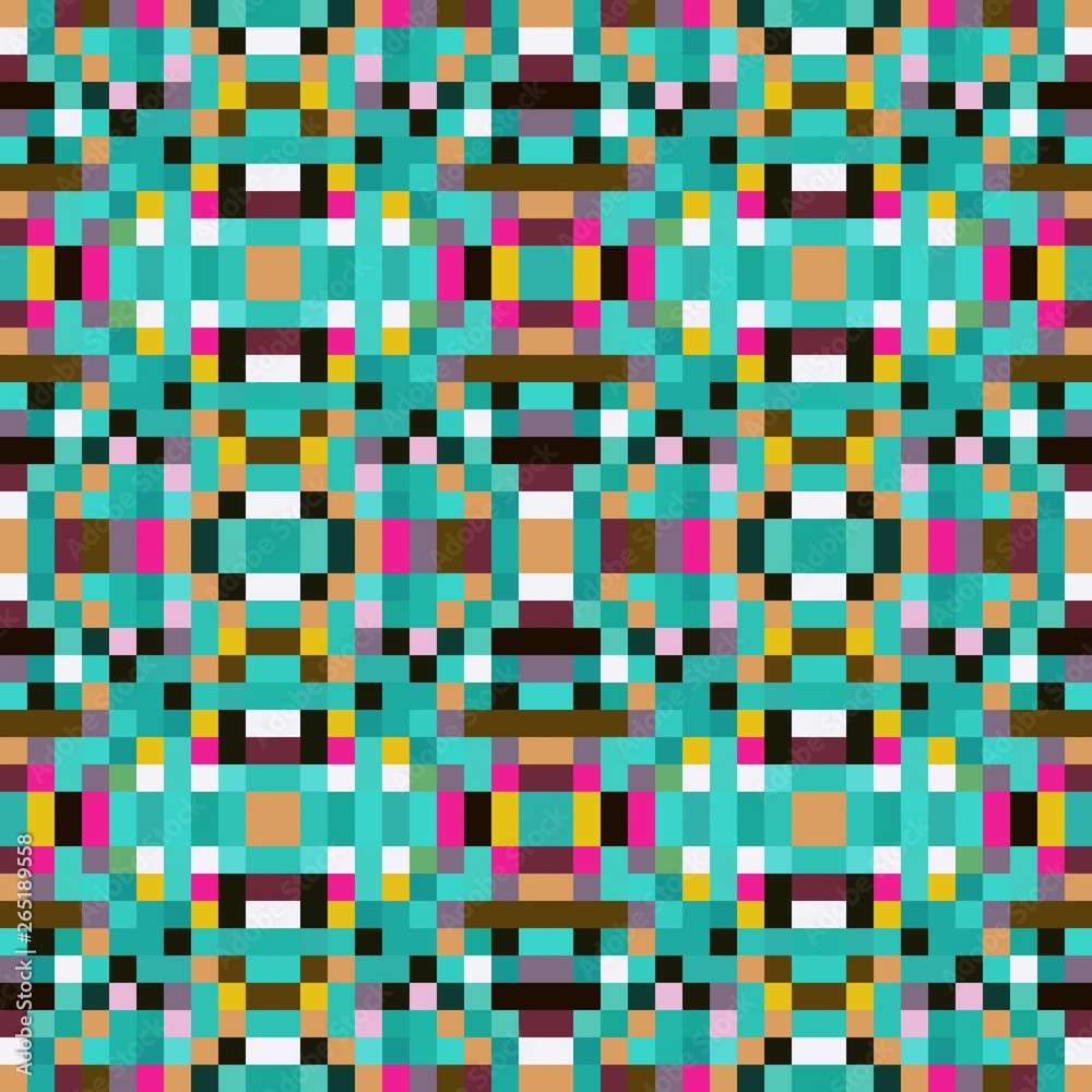Fototapeta premium seamless pixel pattern mosaic. abstract background with squares can be used for wallpaper, fabric, textile or clothing design.