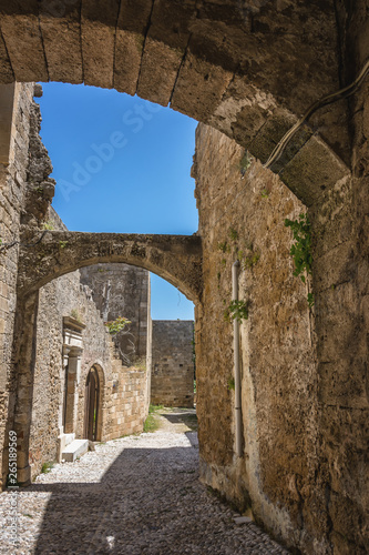 The streets of old town of Rhodes  Greece