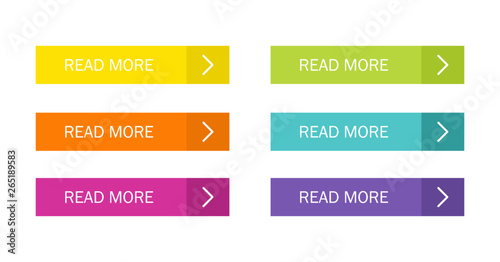 Read More colorful button set with icons Web Isolated on white background. Vector Illustration.