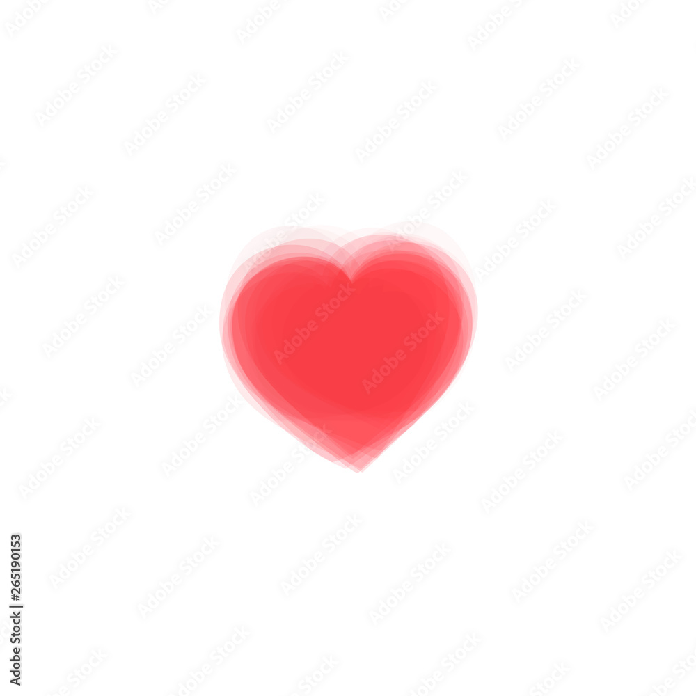 Red vector abstract heart. Similar to painting, drawing design