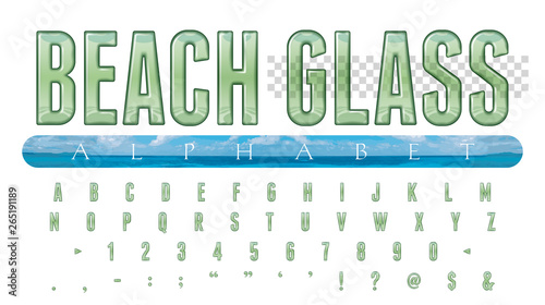 Beach Glass Alphabet: 52 Alphanumeric Characters Illustrated as Transparent Beach Glass, with Letter Baselines