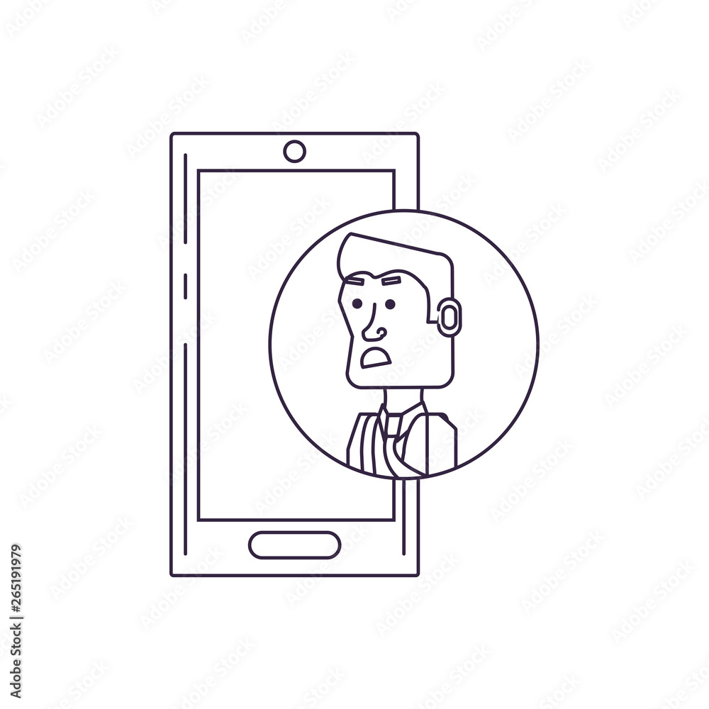 Fototapeta premium businessman in frame circular with smartphone