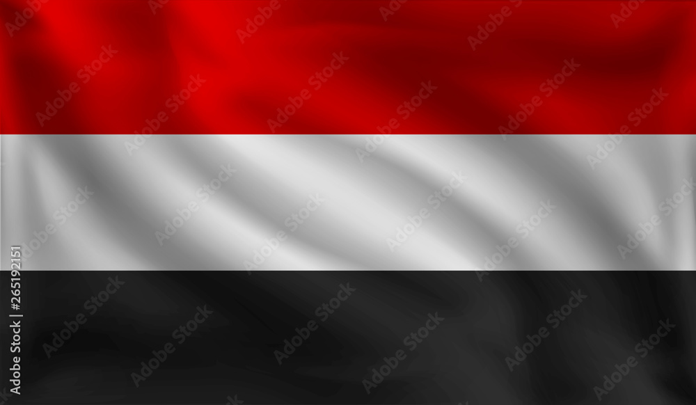 Waving Yemen's flag, the flag of Yemen, vector illustration