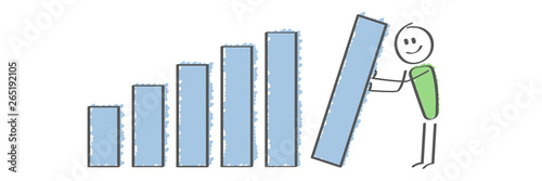 Stick Figure - man setting up column graph