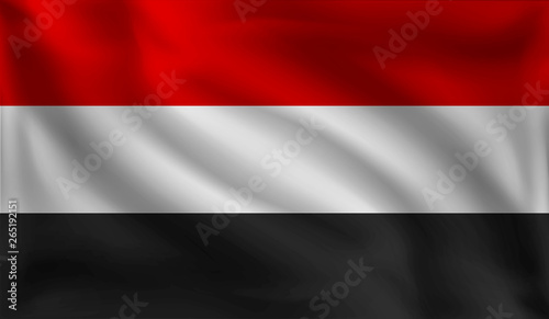 Waving Yemen s flag  the flag of Yemen  vector illustration