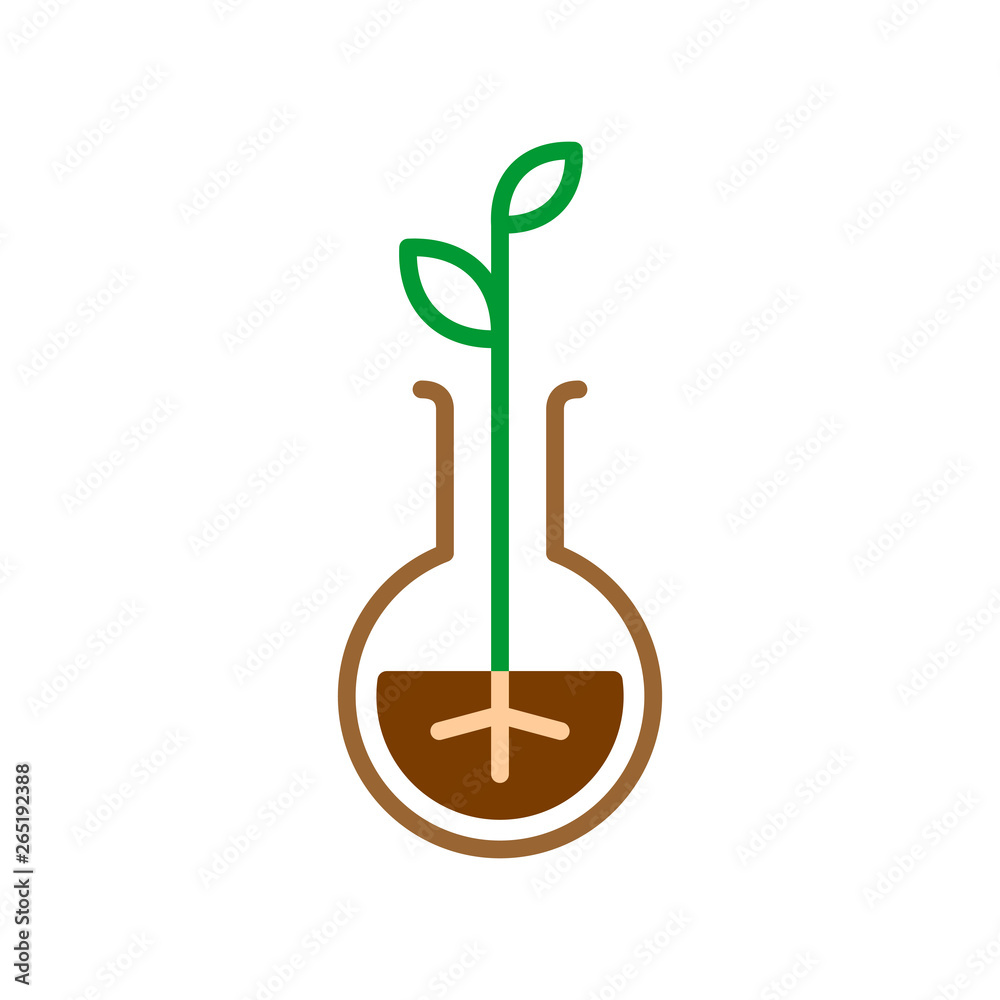 Plant sprout in a flask line style symbol. Nature care concept sign. Plant sprout in a flask line style symbol. Nature care concept sign.
