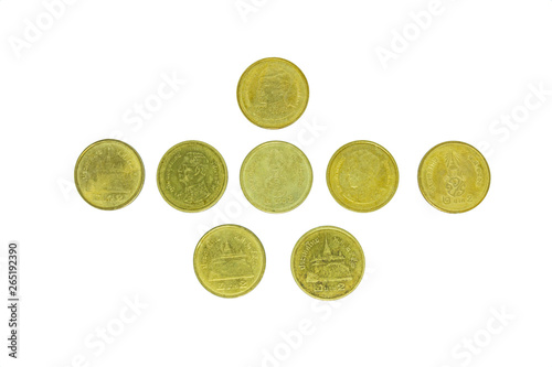 Collection thai Coins, Money isolated on white background