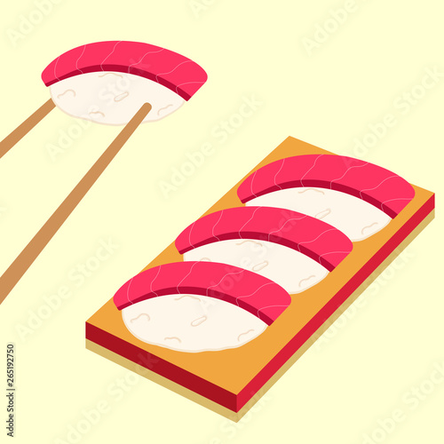 Sushi icons set. Asian food. Flat style food.