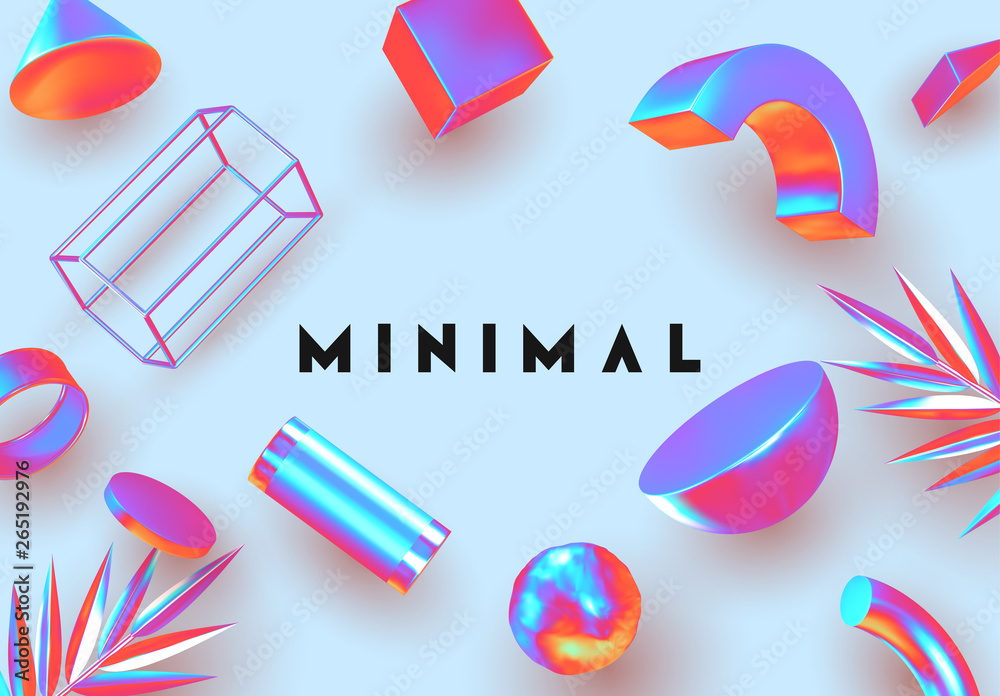 Objects 3d shape vector minimal poster.