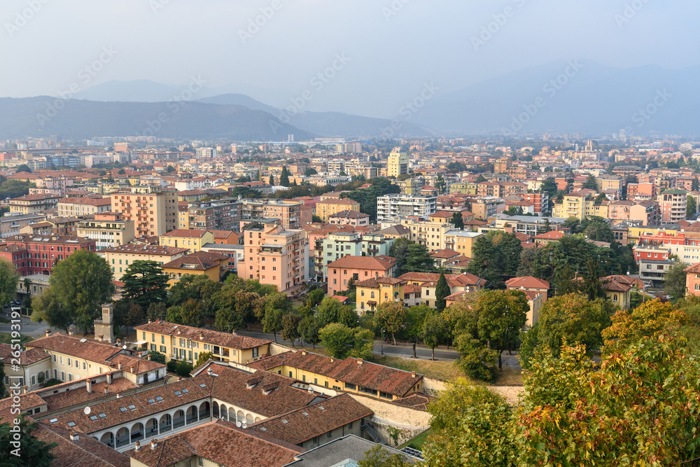 View of Brescia from Castle of Brescia. Italy