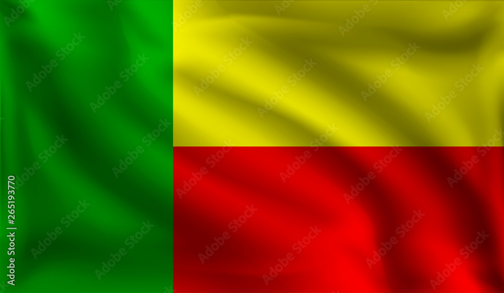 Waving Benin flag, the flag of Benin, vector illustration