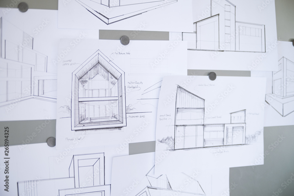 Architect Designer Engineer sketching drawing draft working Perspective Sketch design house construction Project Architect Designer Engineer sketching drawing draft working Perspective Sketch design house construction Project