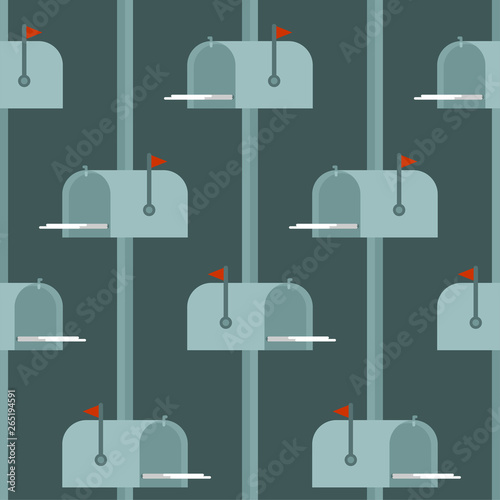 Mailbox pattern seamless. Box for letters for street background. Vector texture