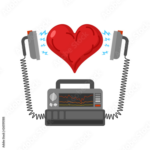 Defibrillator and heart. Medical device. electropulse therapy of heart rhythm disorders.