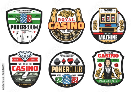 Gamble games, casino poker cards and dice