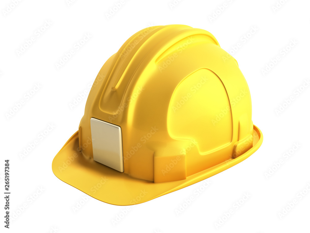 Fototapeta premium Hard hat helmet Construction tools 3d render on white no shadow