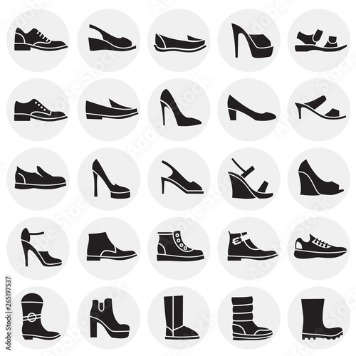 Shoes icons set on background for graphic and web design. Simple vector sign. Internet concept symbol for website button or mobile app.