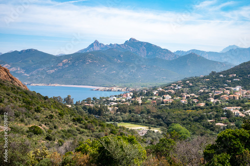 panorama of Galeria seen from the path that leads to Girolata. Scandola Nature Reserve, Corsica Regional Park, France