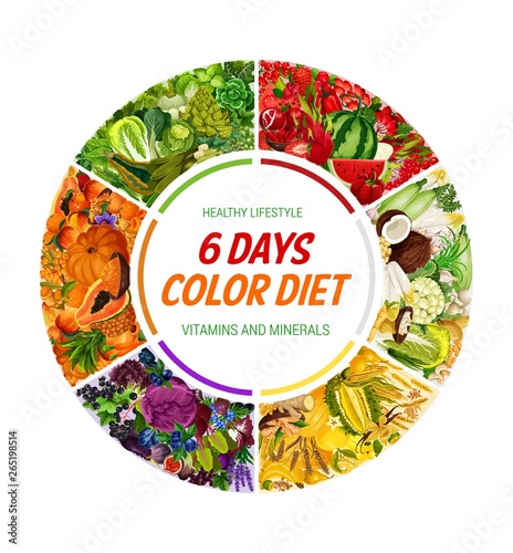 Color diet, 6 days healthy food nutrition