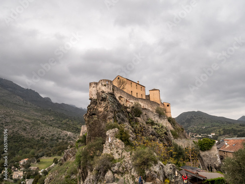 Citadel on a cloudy day  fortress of historic center of Corte  Haute-Corse  Corsica  France