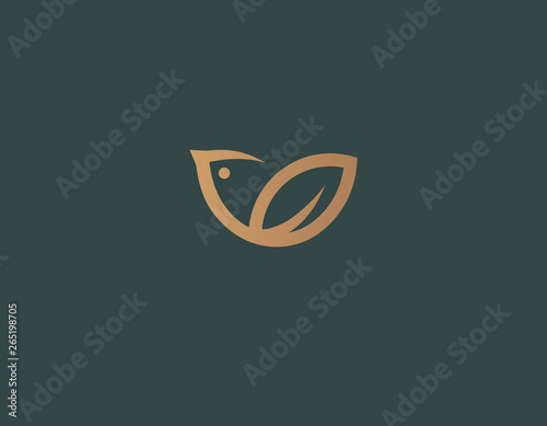 Minimalistic linear logo golden bird icon for business company