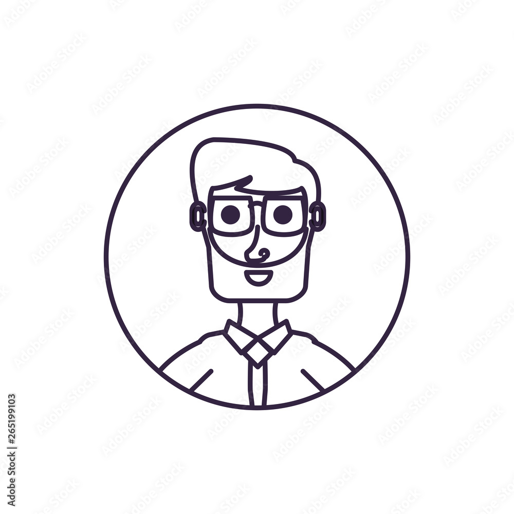 businessman elegant in frame circular businessman elegant in frame circular
