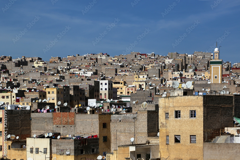 Fez, Morocco - 02.23.2019: view of the residential areas of the city.