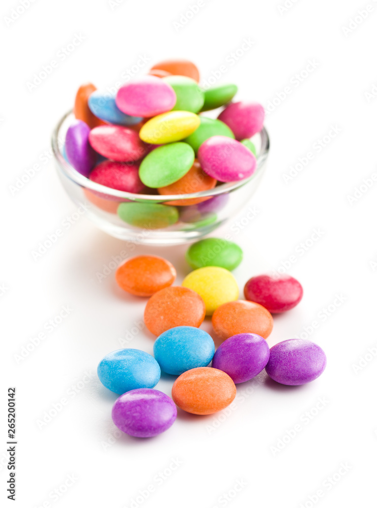 Colorful chocolate candy pills.