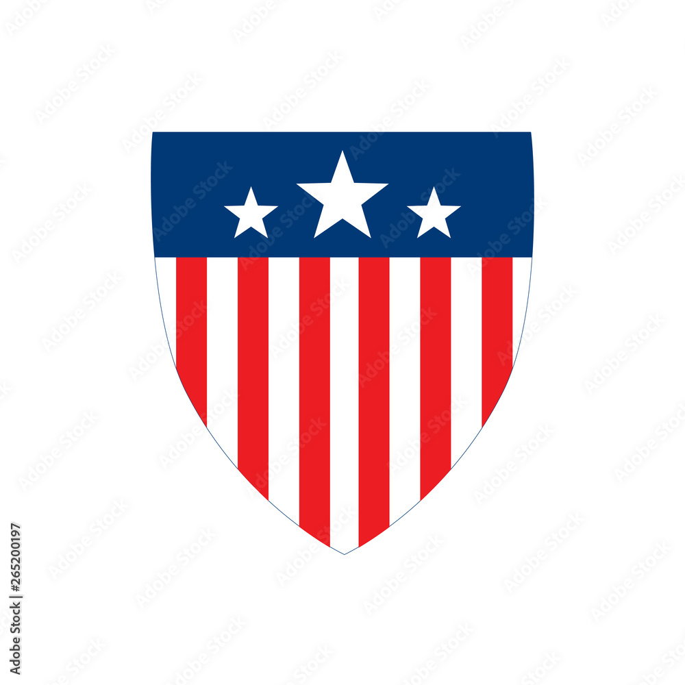 American Flag Badge Shield with stripes and stars, Independence Day Concept, Vector illustration isolated on white background
