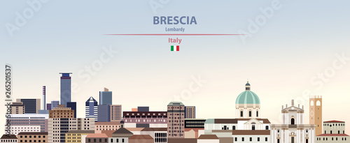 Brescia city skyline on colorful gradient beautiful daytime background vector illustration photo