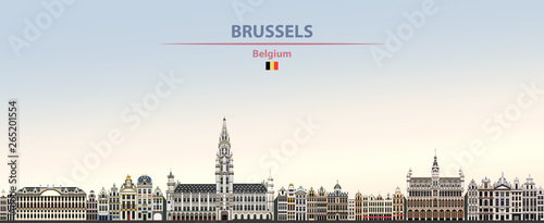 Brussels city skyline on colorful gradient beautiful daytime background vector illustration