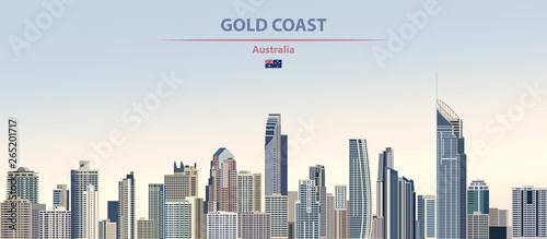 Gold Coast city skyline on colorful gradient beautiful daytime background vector illustration photo