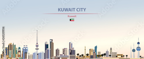 Kuwait City skyline on colorful gradient beautiful daytime background vector illustration photo
