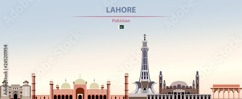Lahore city skyline on colorful gradient beautiful daytime background vector illustration