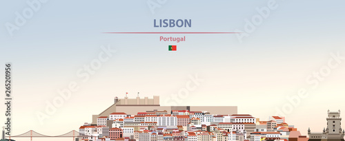 Lisbon city skyline on colorful gradient beautiful daytime background vector illustration