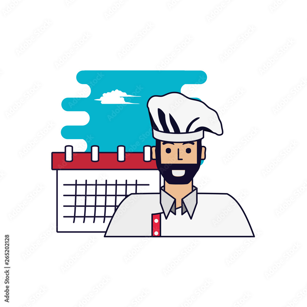 professional chef with calendar reminder professional chef with calendar reminder